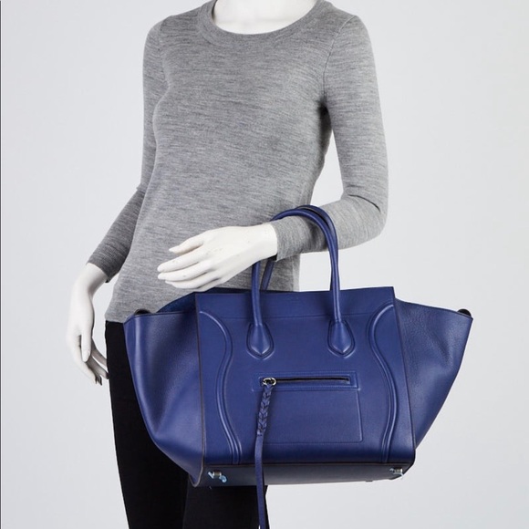 CELINE Smooth Calfskin Medium Phantom Luggage Electric Blue - Picture 2 of 8